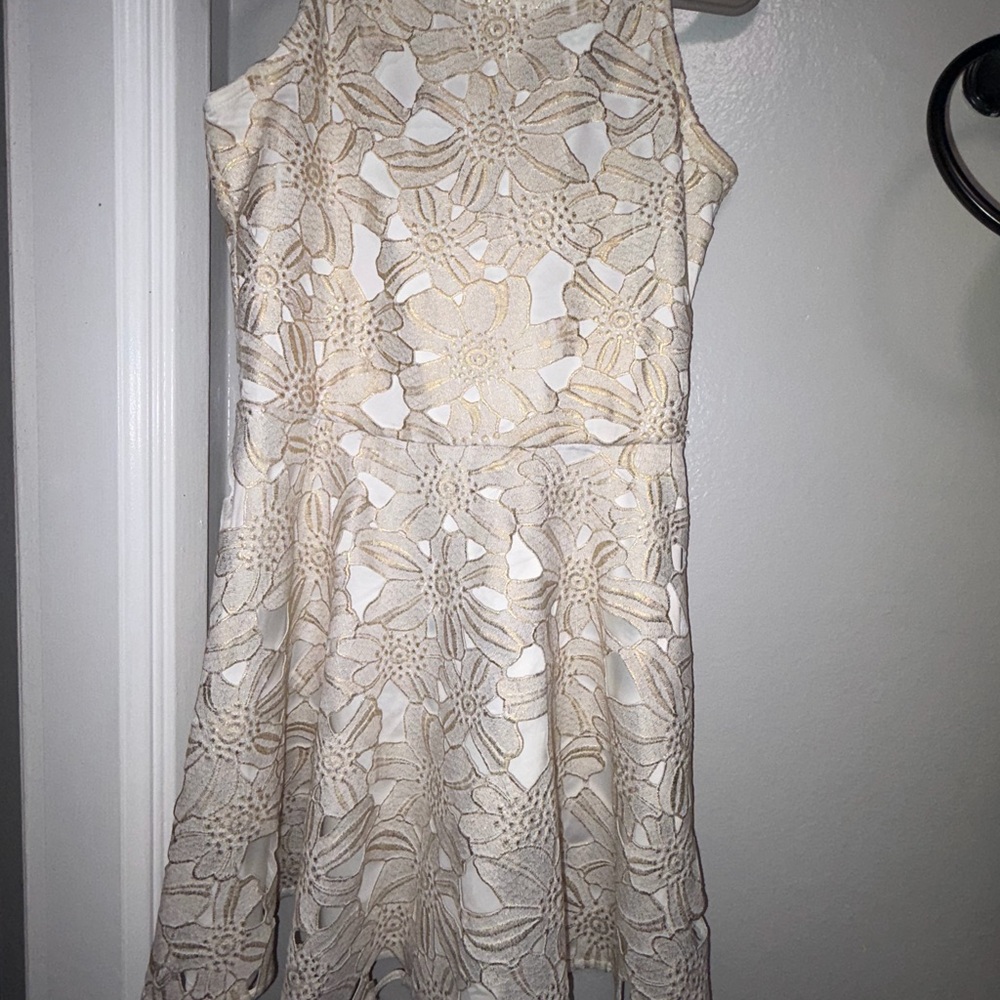 Miss Behave Girls Sparkling Ivory Lace Dress